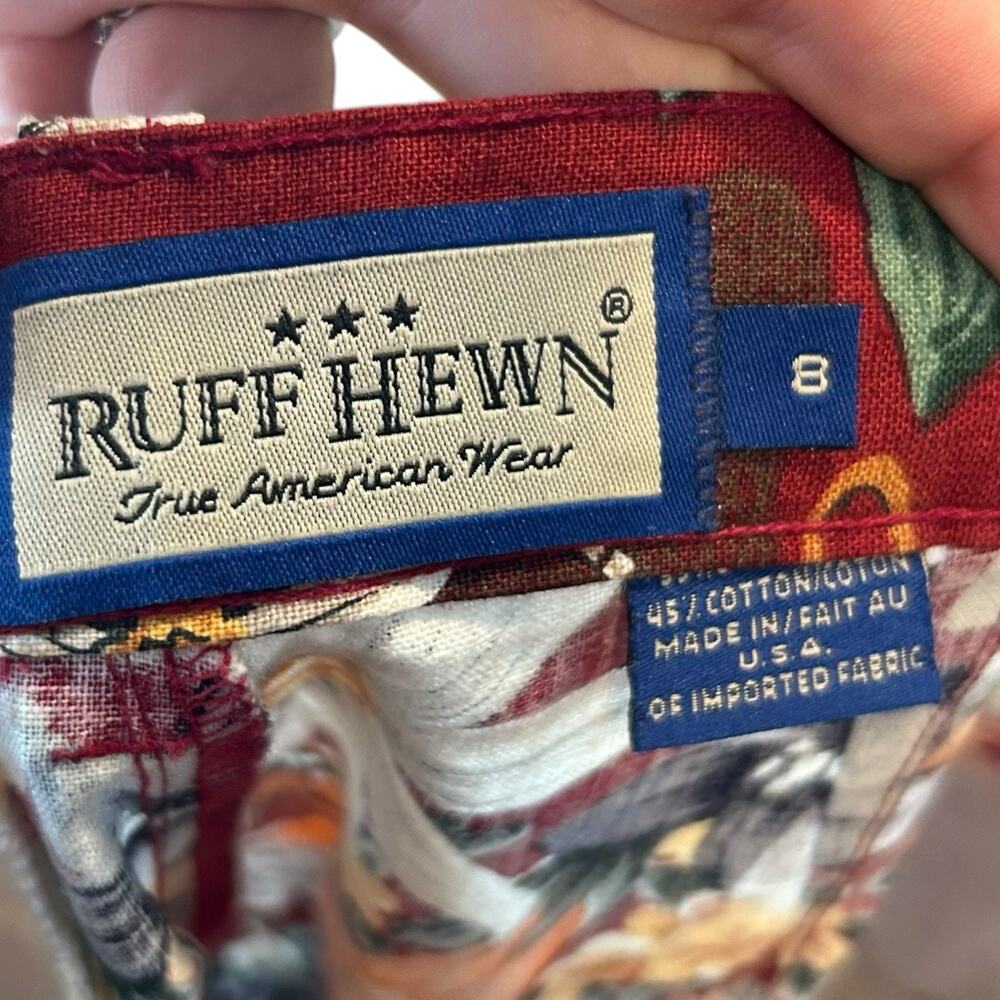 Vintage 90s Y2K Red Floral Linen Cotton Shorts Red Sz 8 USA Hawaii Resort - Picture 6 of 16